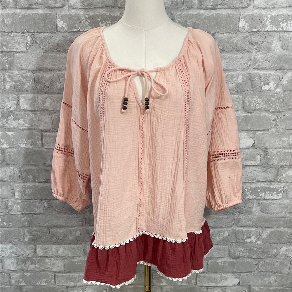Matilda Jane Blush and Burgundy Call Mee Cute Blouse